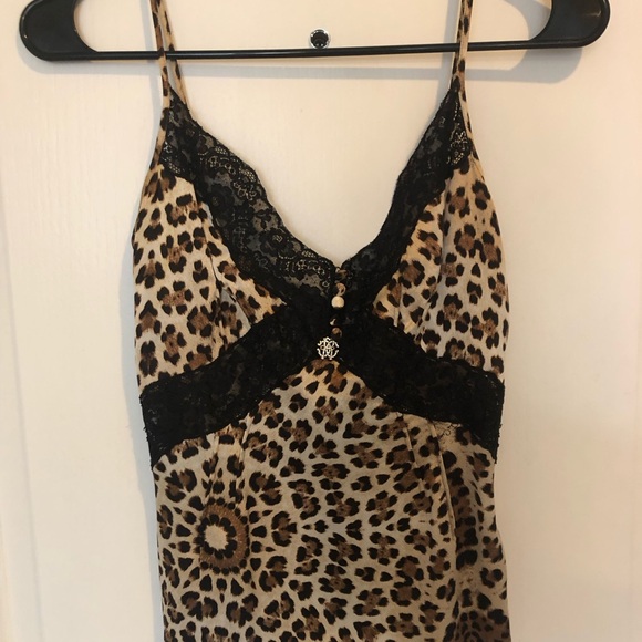 Roberto Cavalli Leopard Print Camisole with Black Lace Detail - Picture 10 of 12